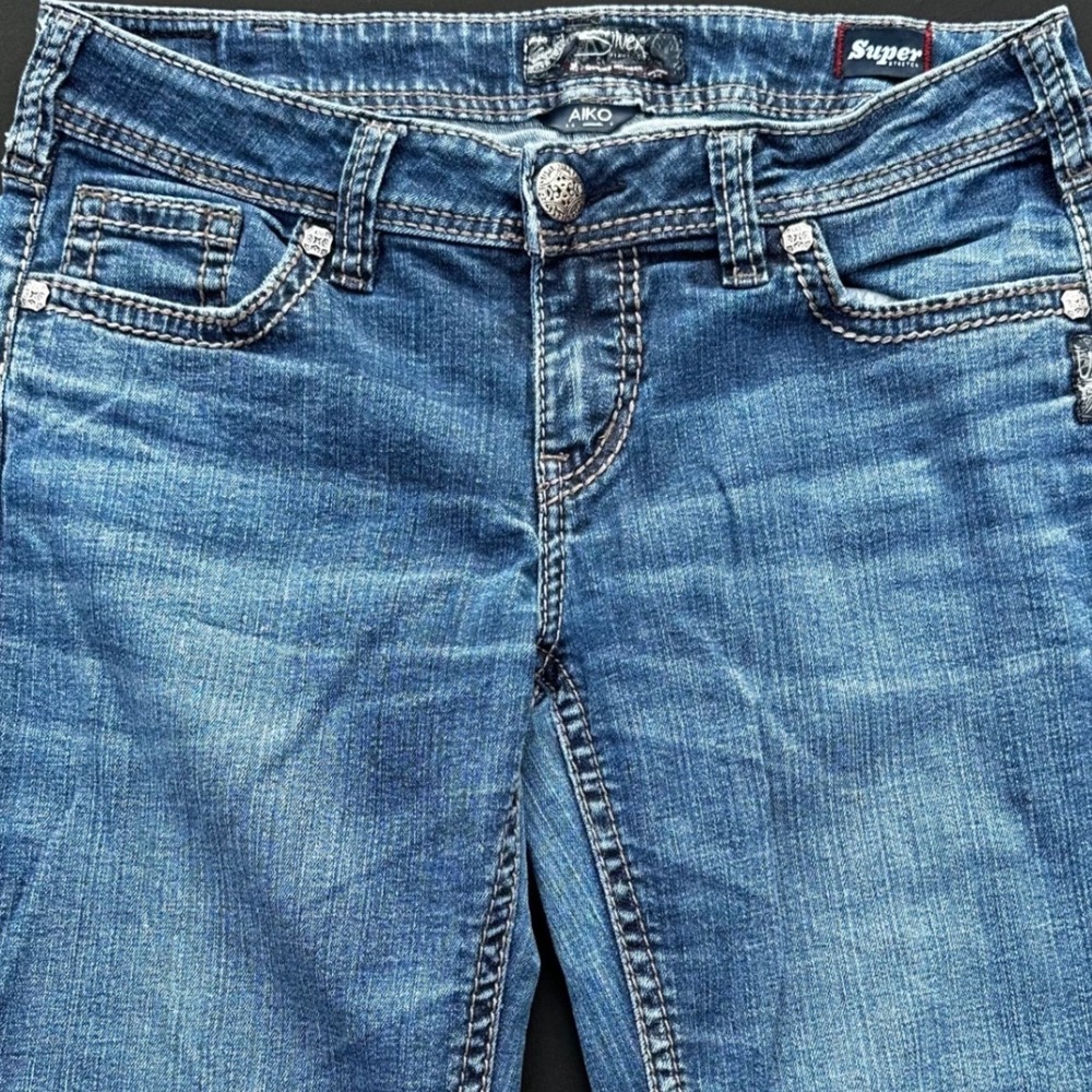 Silver Jeans Co Aiko Bootcut Jeans Womens Blue Good Super Stretch Thick Stitch